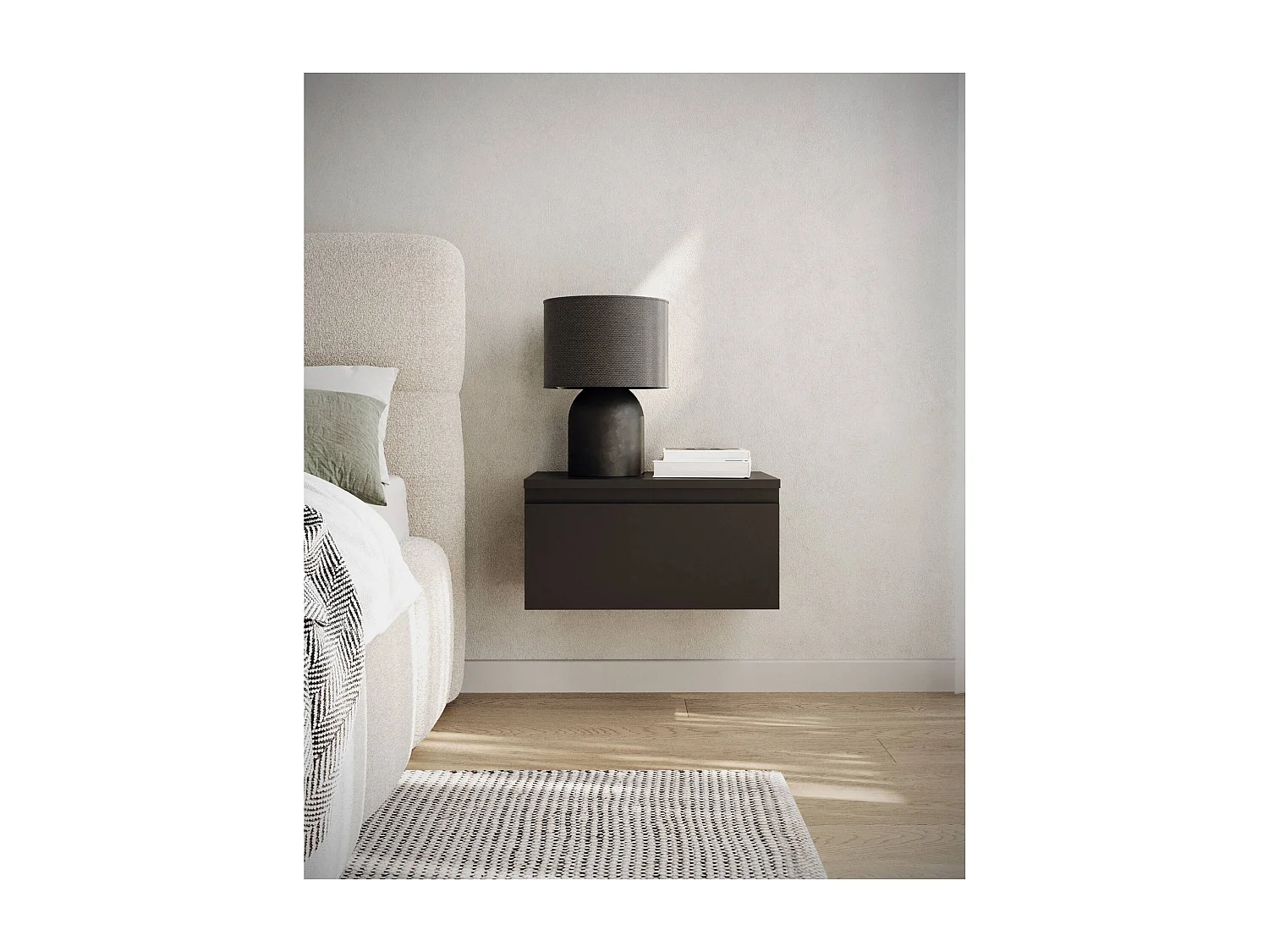 Table de chevet suspendue - 49 cm - noir - BEMMI