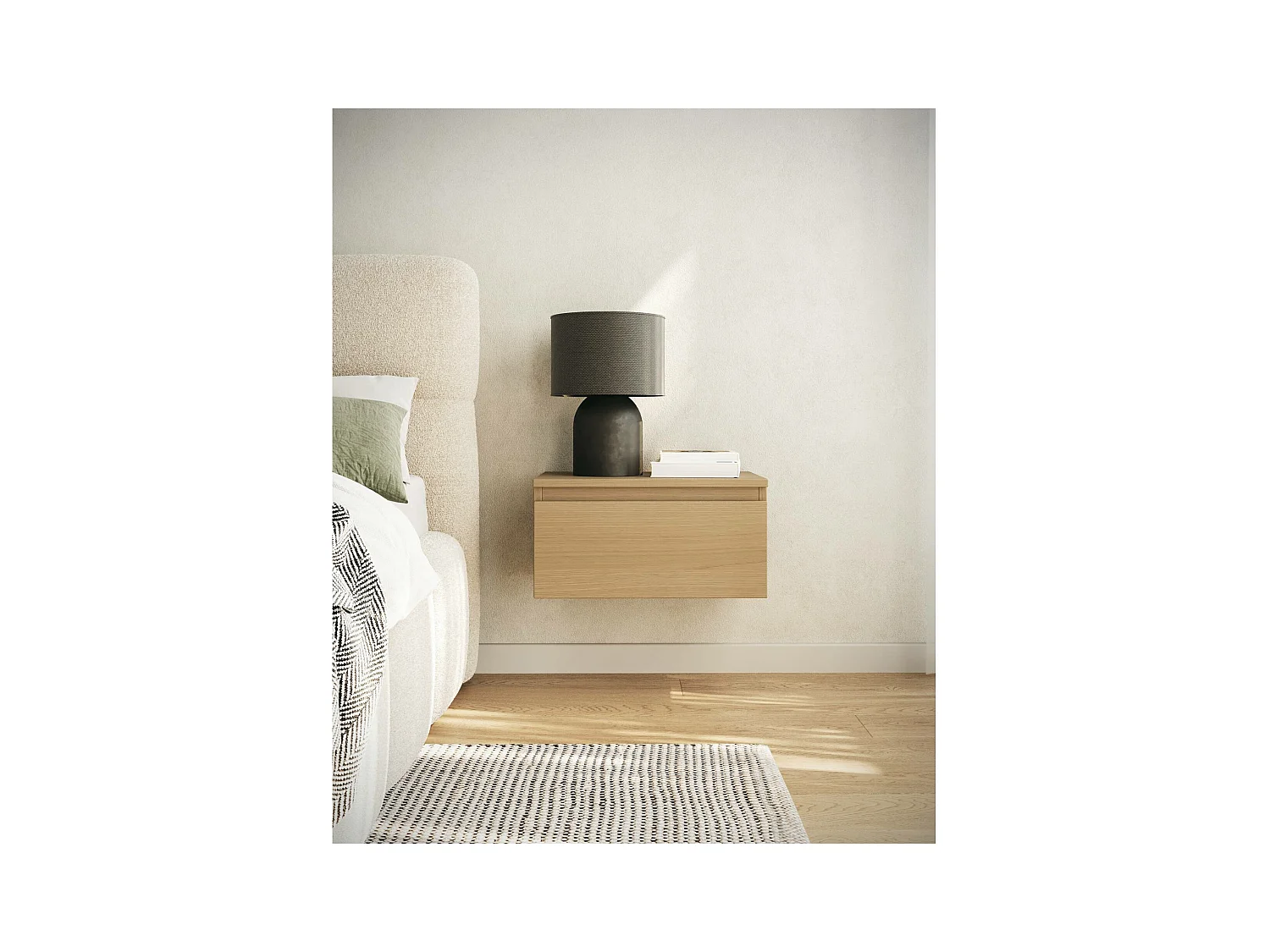 Table de chevet suspendue - 49 cm - chêne de Lindberg - BEMMI