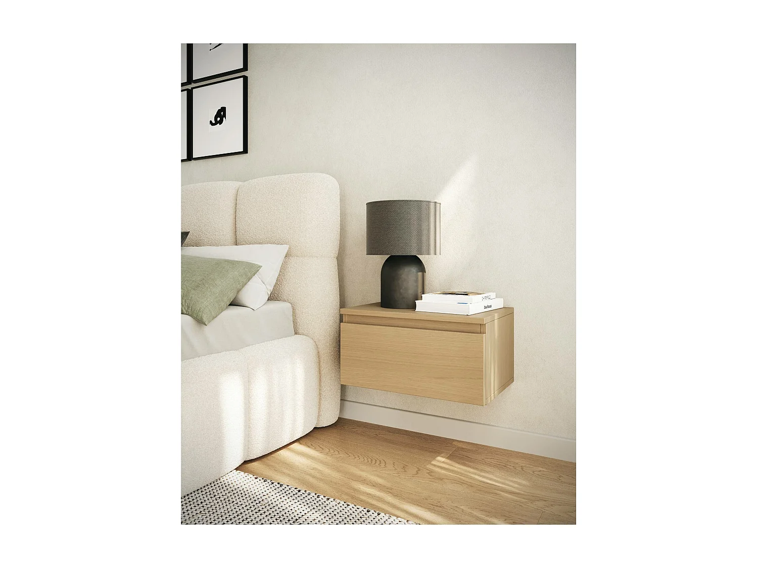 Table de chevet suspendue - 49 cm - chêne de Lindberg - BEMMI