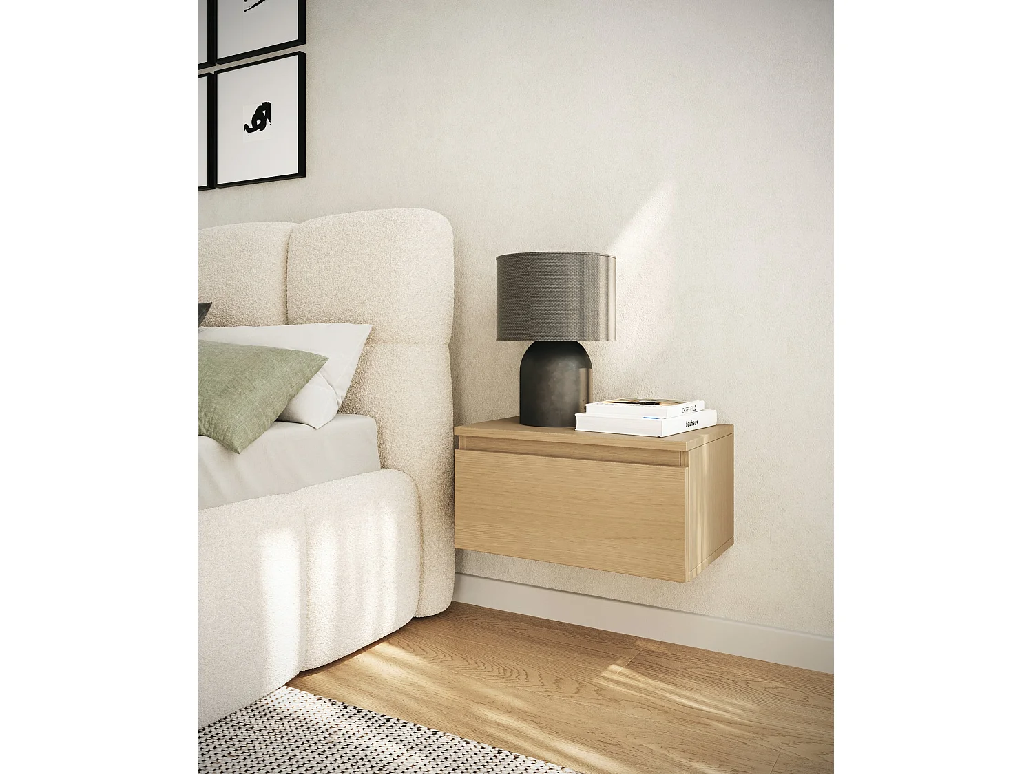 Table de chevet suspendue - 49 cm - chêne de Lindberg - BEMMI