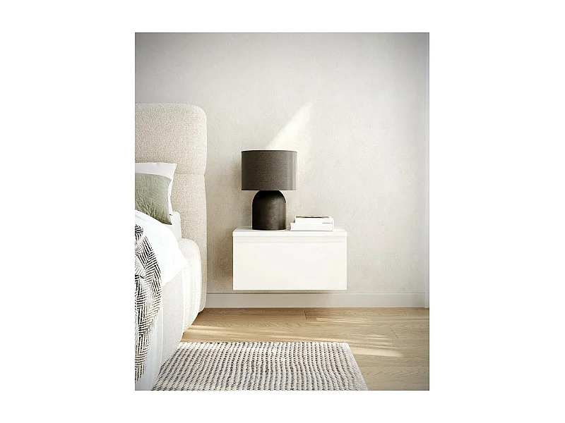 Mesita de noche suspendida -49 cm -blanco -BEMMI