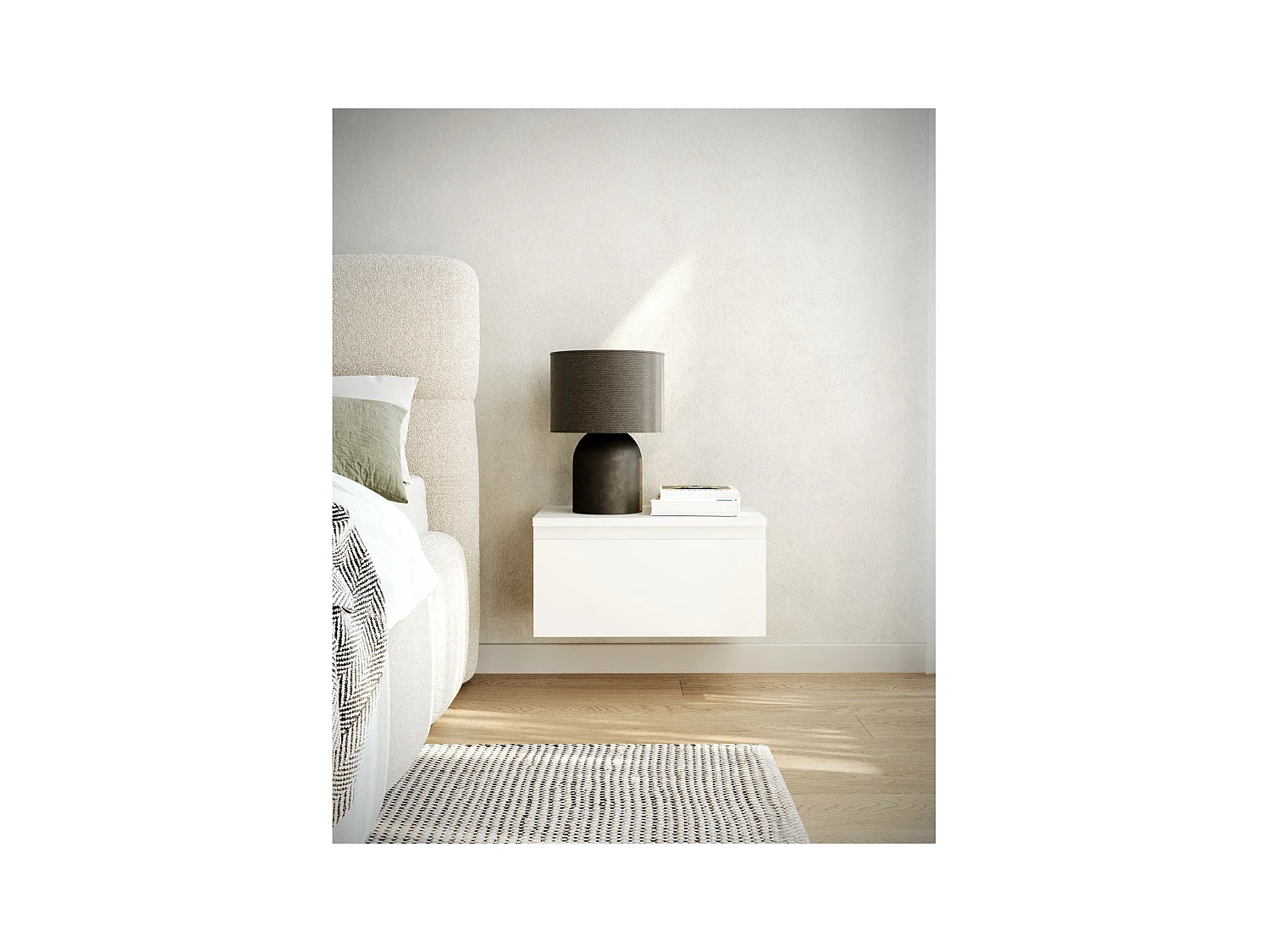 Table de chevet suspendue - 49 cm - blanc - BEMMI