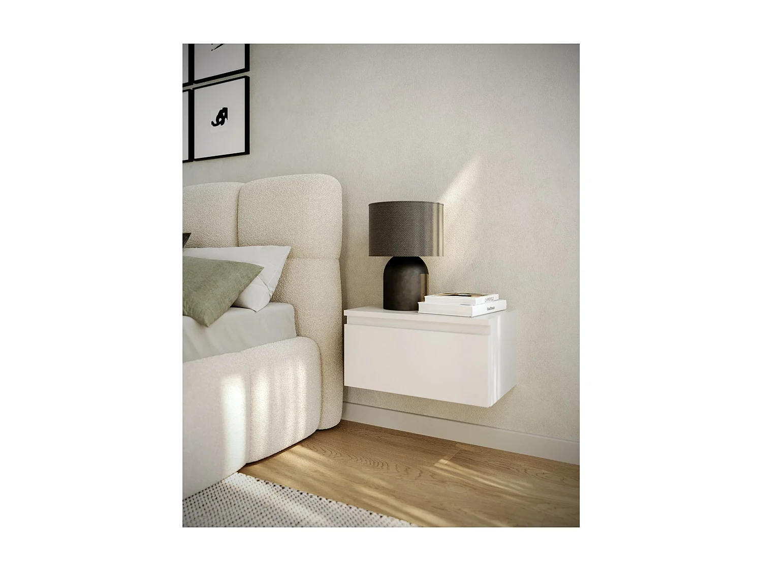 Table de chevet suspendue - 49 cm - blanc - BEMMI