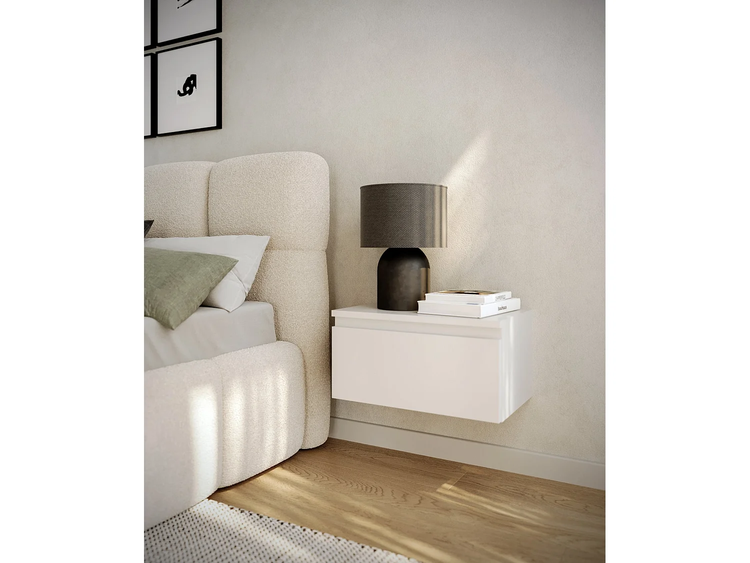 Table de chevet suspendue - 49 cm - blanc - BEMMI