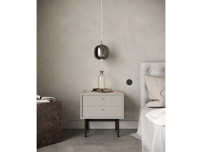 Nachttisch mit 2 Schubladen - Greige - 55 cm - OLAR