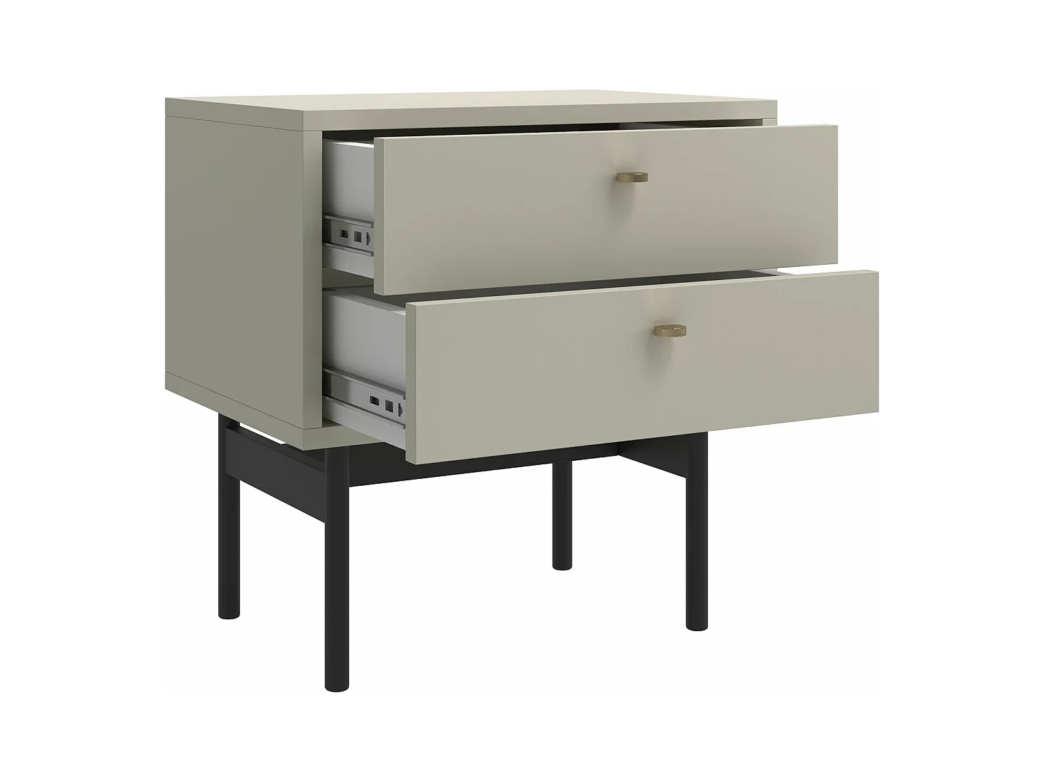 Nachttisch mit 2 Schubladen - Greige - 55 cm - OLAR