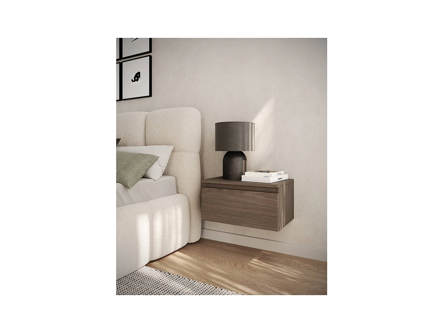 Hangend nachtkastje - 49 cm - Wisconsin walnoot - BEMMI