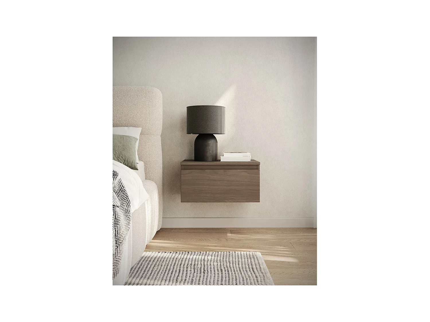 Table de chevet suspendue - 49 cm - noyer du Wisconsin - BEMMI