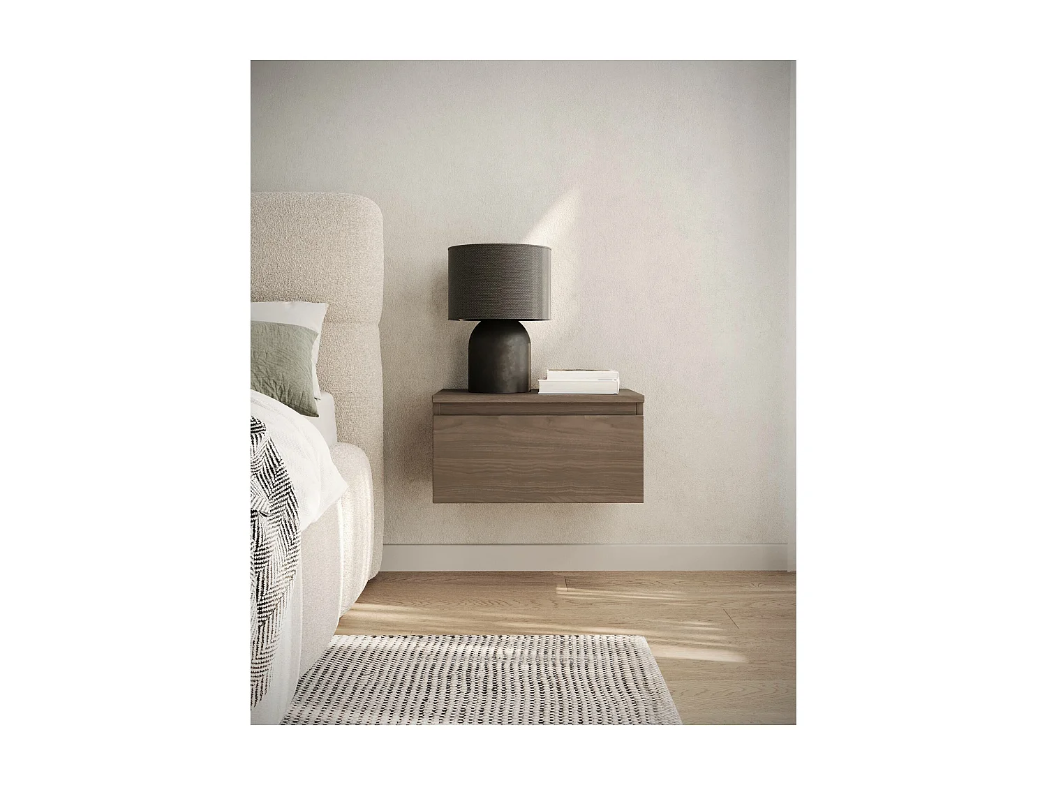 Table de chevet suspendue - 49 cm - noyer du Wisconsin - BEMMI