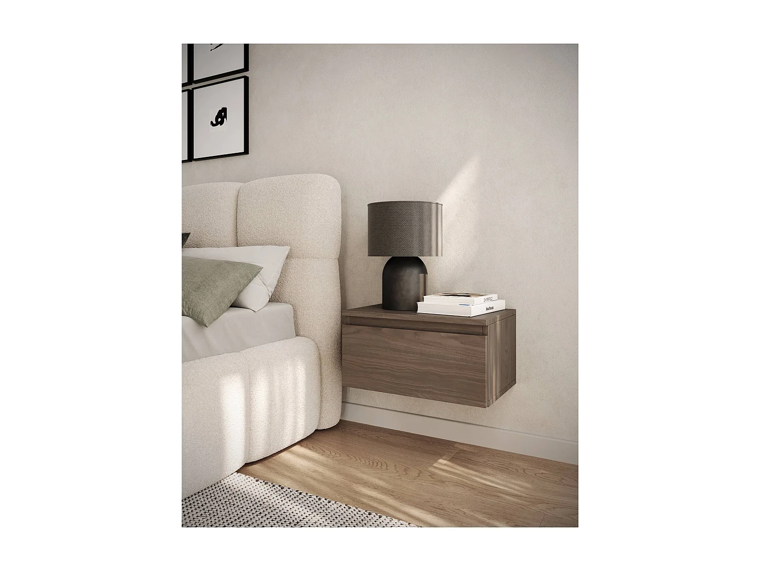 Table de chevet suspendue - 49 cm - noyer du Wisconsin - BEMMI