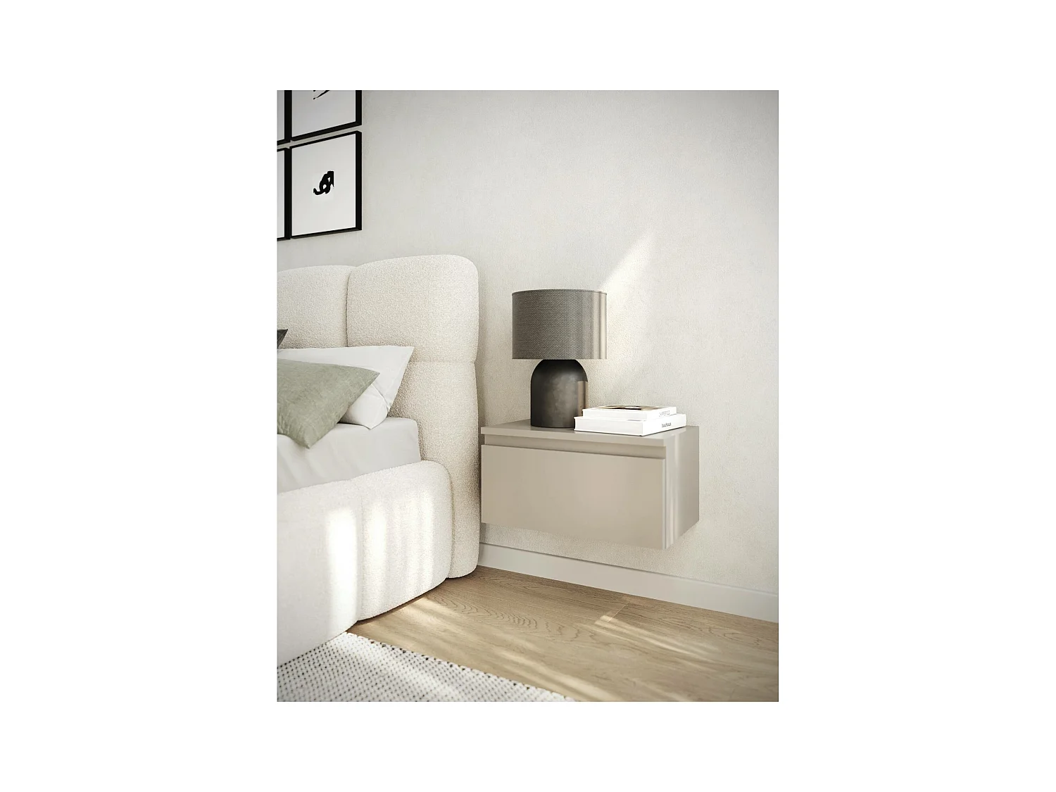 Table de chevet suspendue - 49 cm - grège - BEMMI