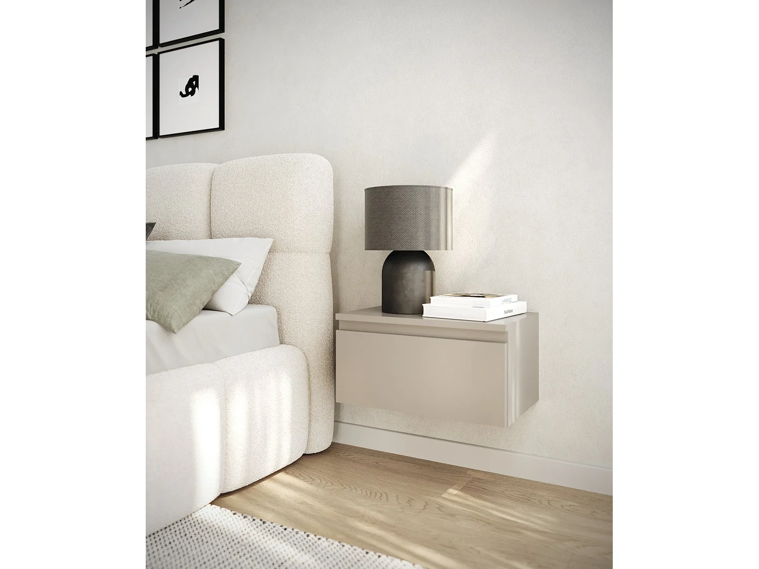 Table de chevet suspendue - 49 cm - grège - BEMMI