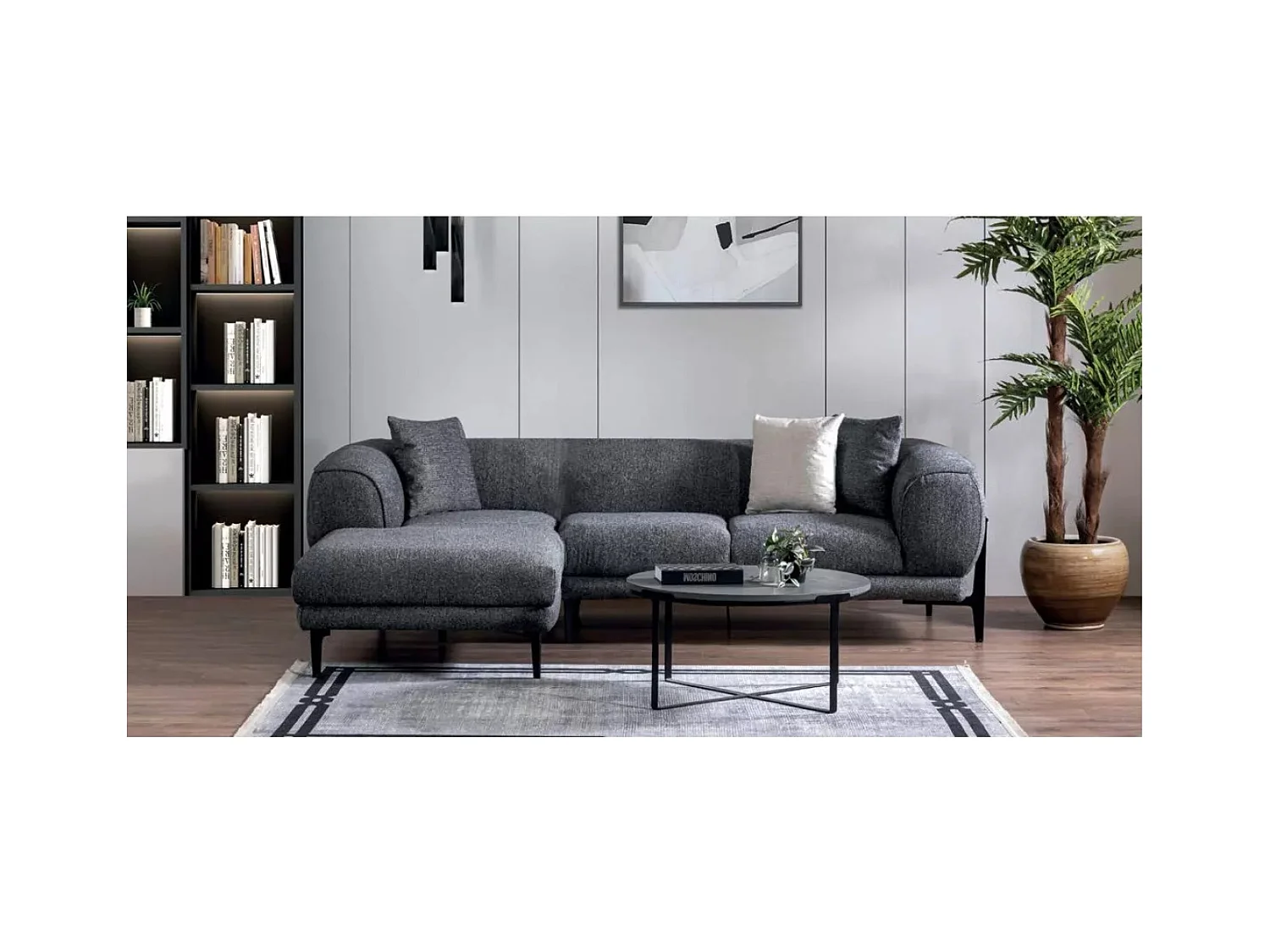 Ecksofa Orpha L /Stoffbezug/Grau