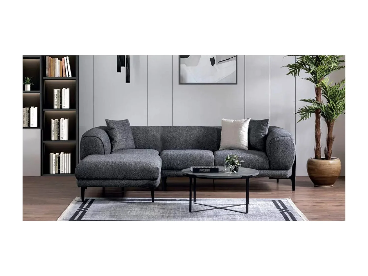 Canapé d'angle Orpha L /revêtement tissu/Gris