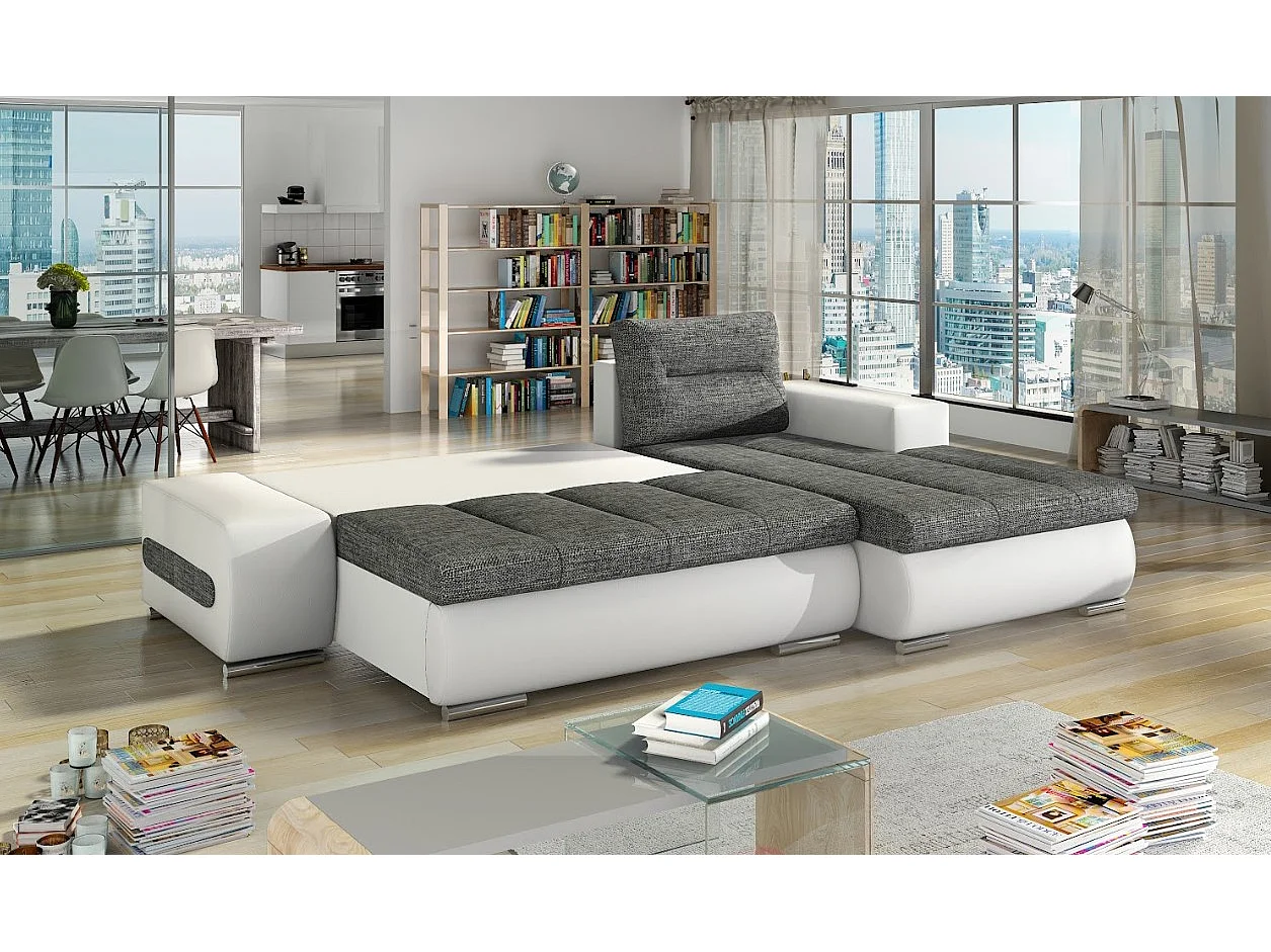 Divano d'angolo Legero R/rivestimento in tessut/Bianco&Grigio