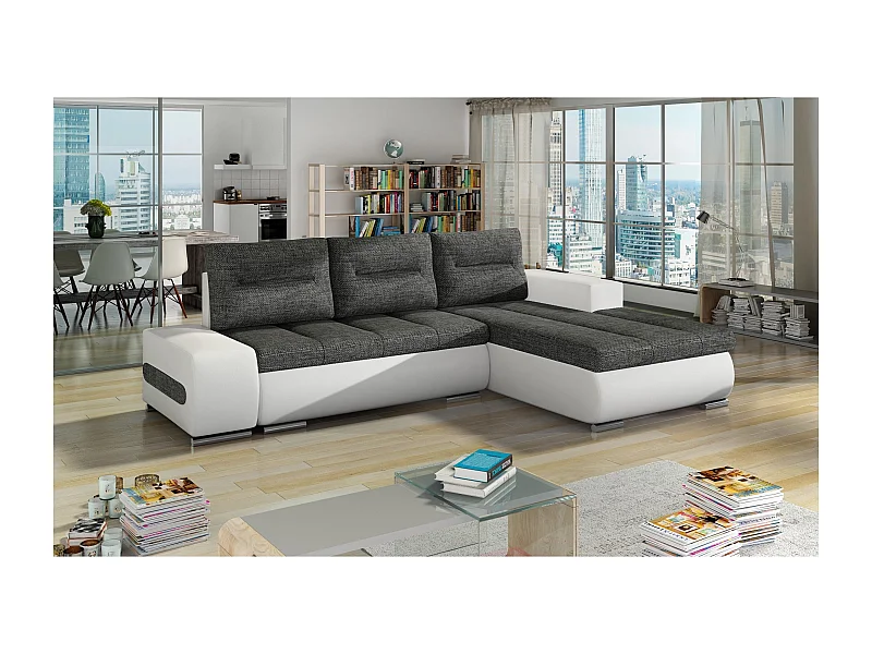 Ecksofa Legero R/Stoffbezug/Weiss&Grau