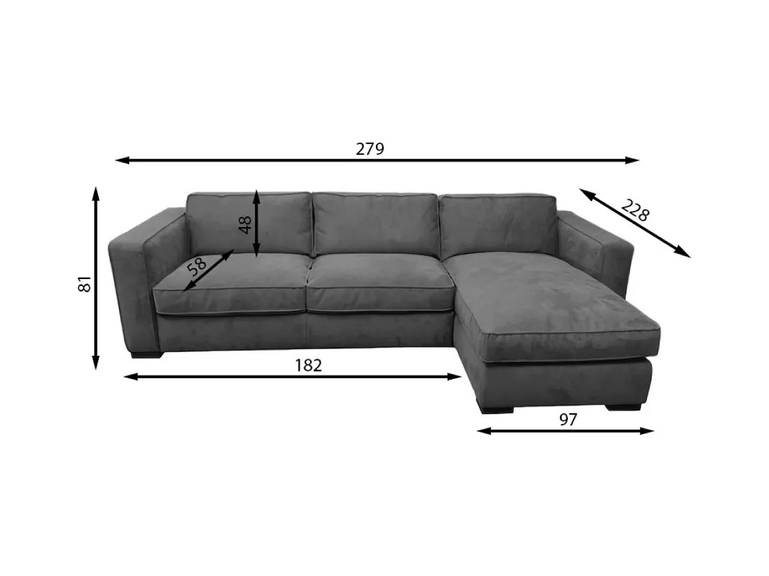 Ecksofa Catania Lux R/Stoffbezug/Blau