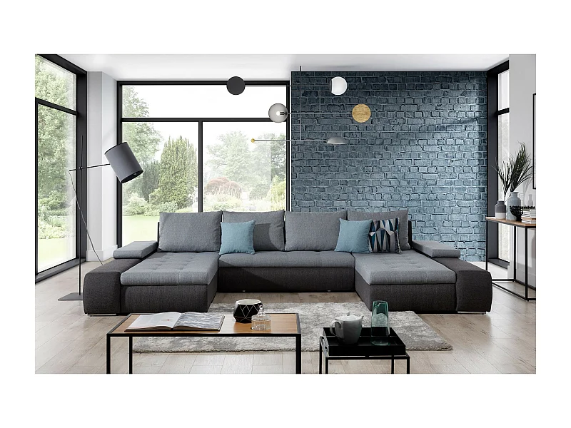 Ecksofa Vicenza/Stoffbezug/Grau&Schwarz
