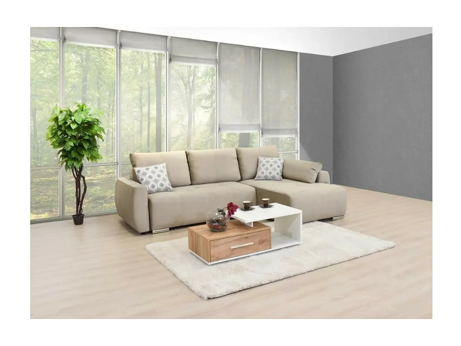 Divano d'angolo Havana R/rivestimento in tessut/Beige