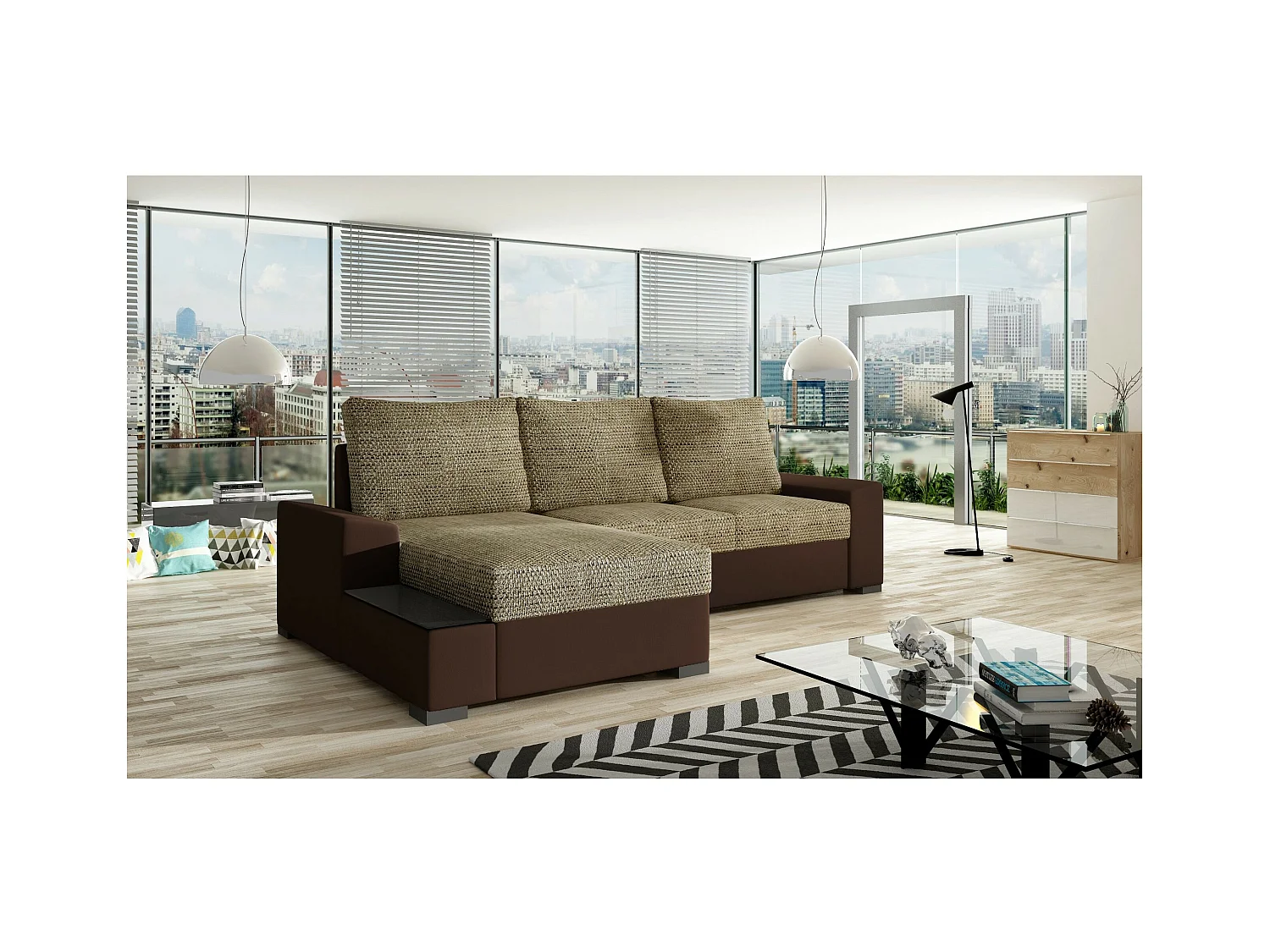 Ecksofa Arte L/Stoffbezug/Braun