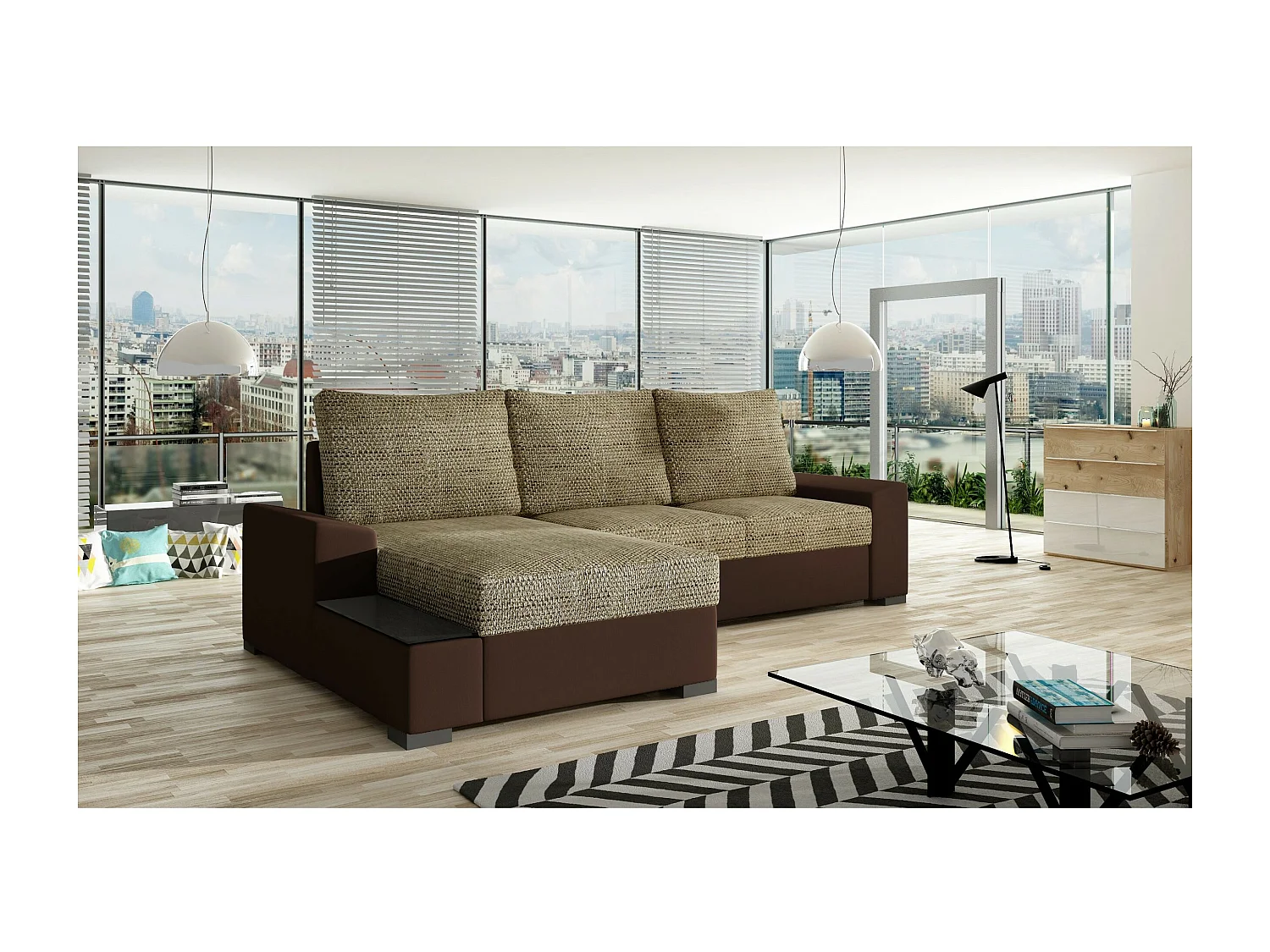 Ecksofa Arte L/Stoffbezug/Braun