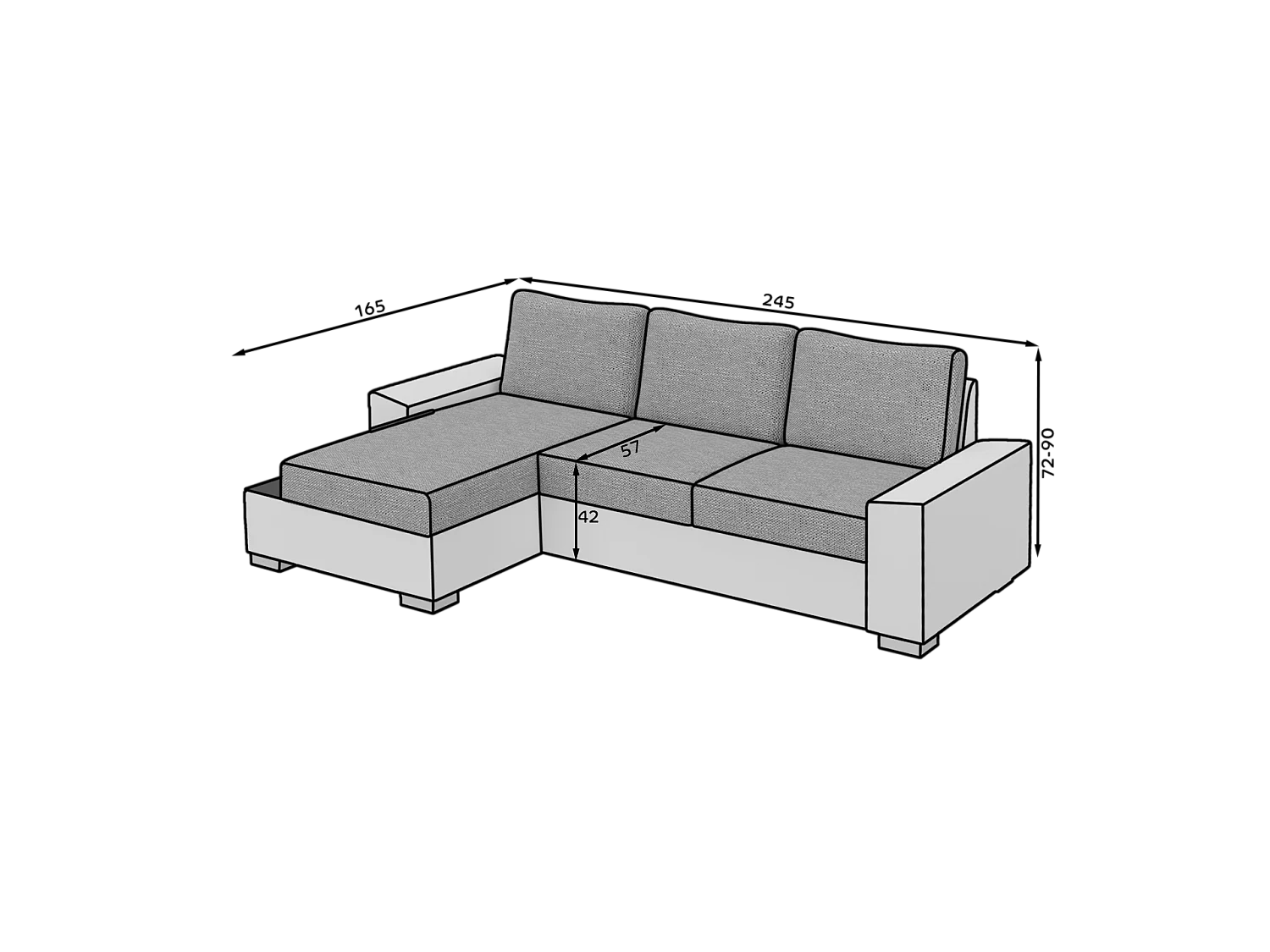 Ecksofa Arte L/Stoffbezug/Braun