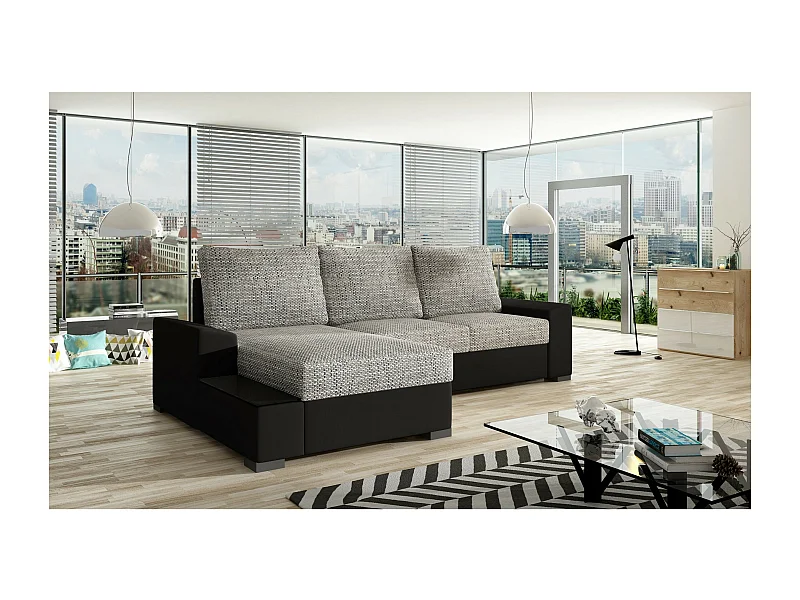 Ecksofa Arte L/Stoffbezug/Grau&Schwarz