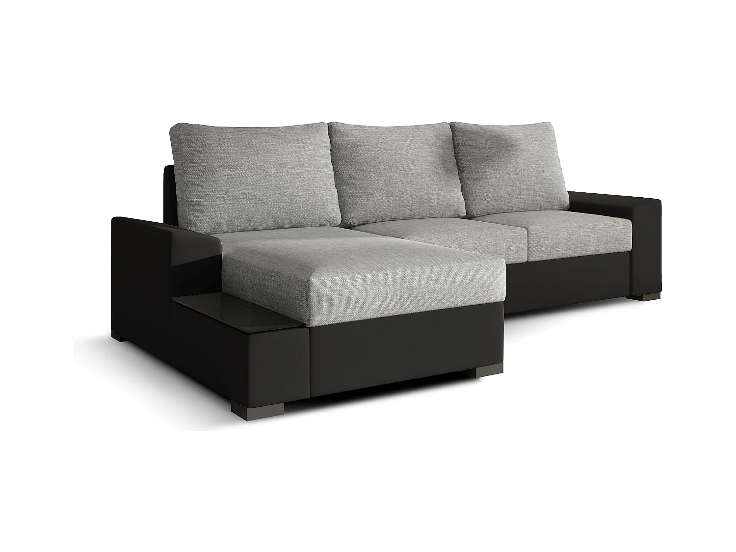 Canapé Corner Arte L/revêtement tissu/Gris&Noir