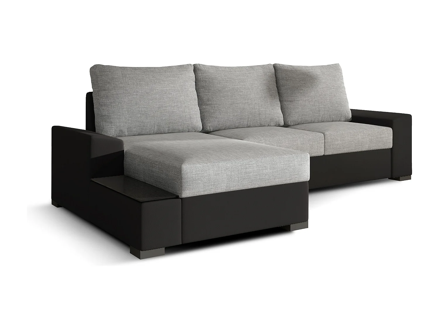 Canapé Corner Arte L/revêtement tissu/Gris&Noir