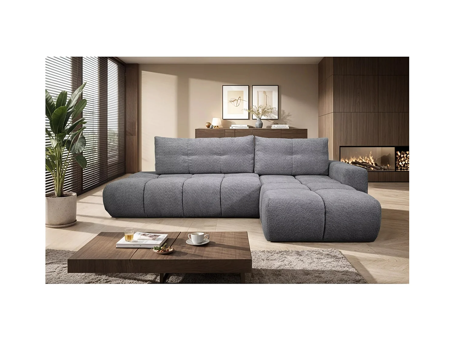 Ecksofa Soho Lux R/Stoffbezug/Grau