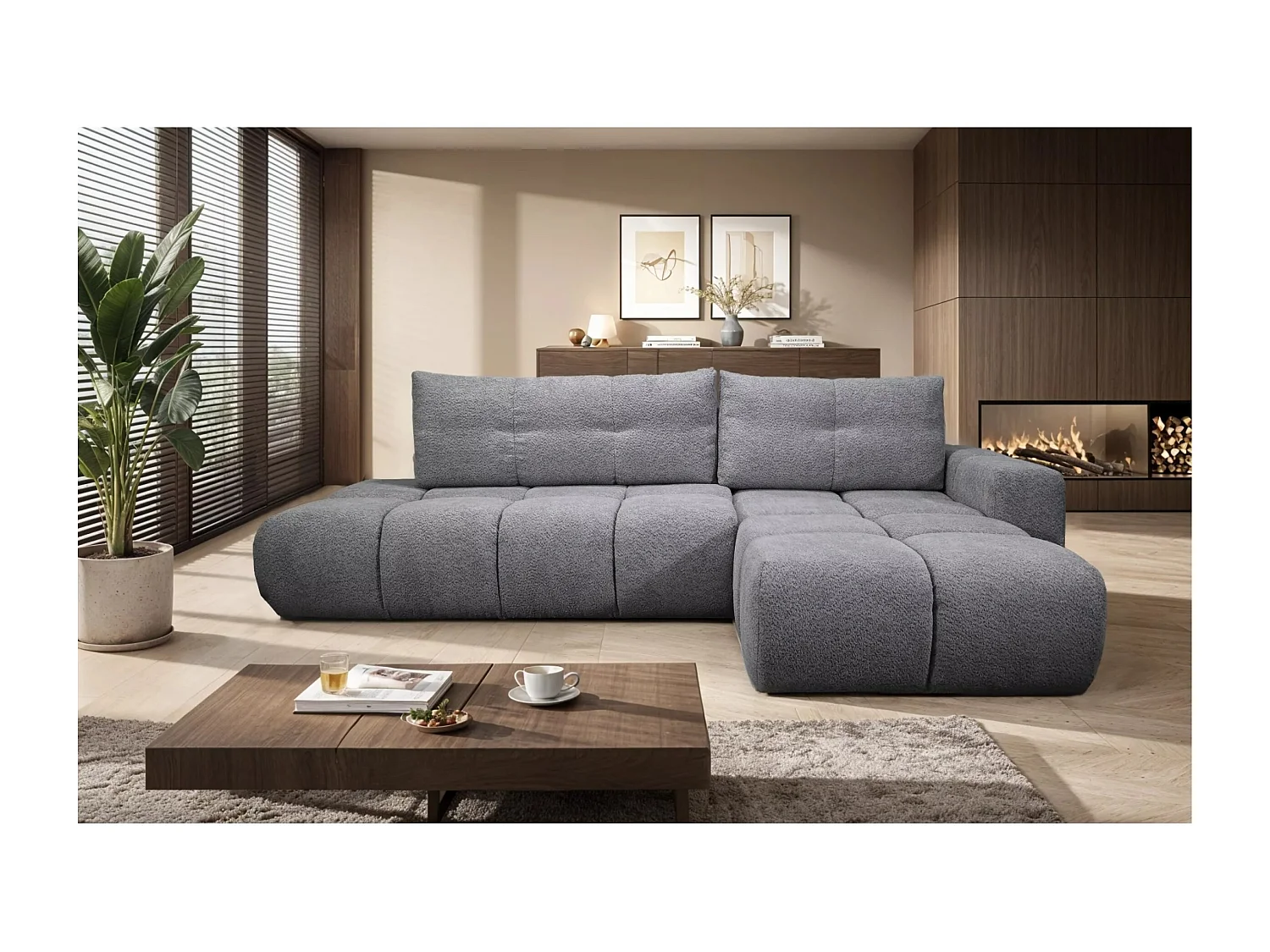 Canapé d'angle Soho Lux R/revêtement tissu/Gris