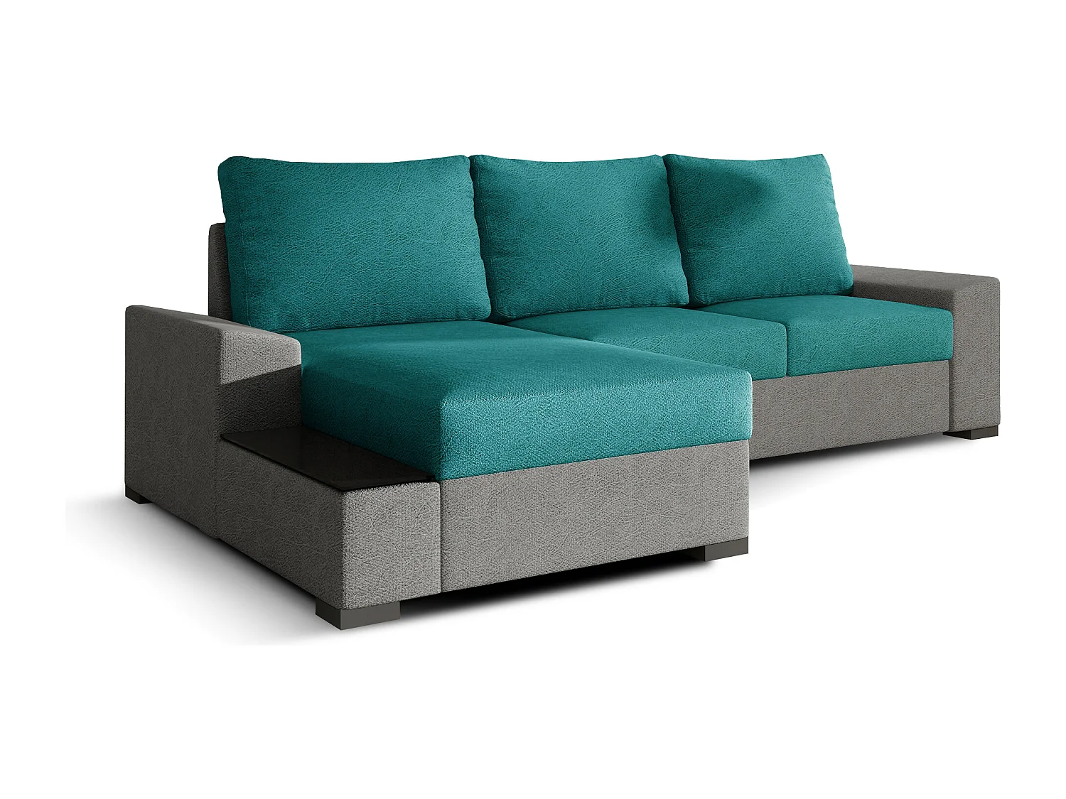 Divano d'angolo Arte L/rivestimento in tessut/Verde&Grigio