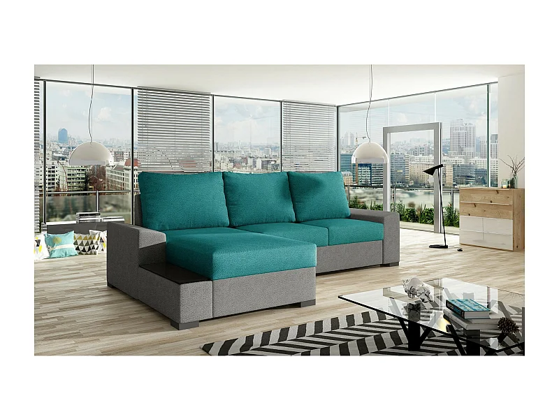 Ecksofa Arte L/Stoffbezug/Grün&Grau