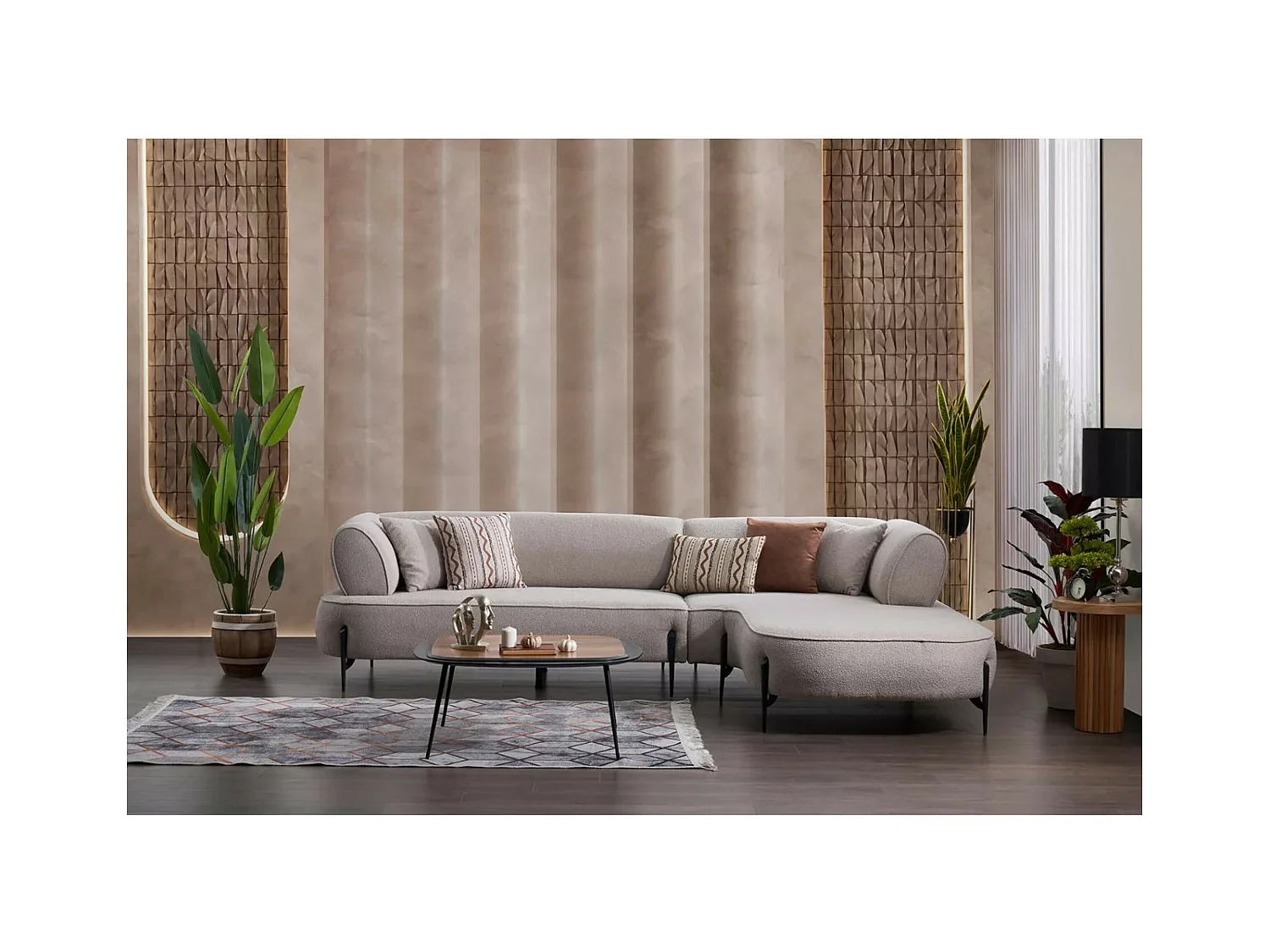 Divano d'angolo Pirlo R/rivestimento in tessut/Grigio