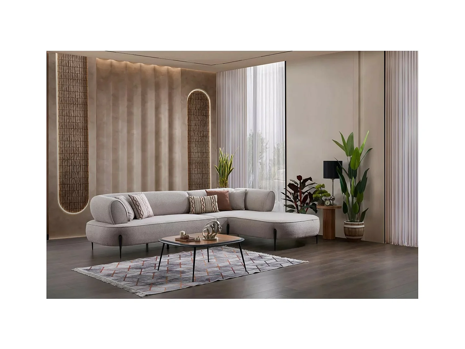 Divano d'angolo Pirlo R/rivestimento in tessut/Grigio