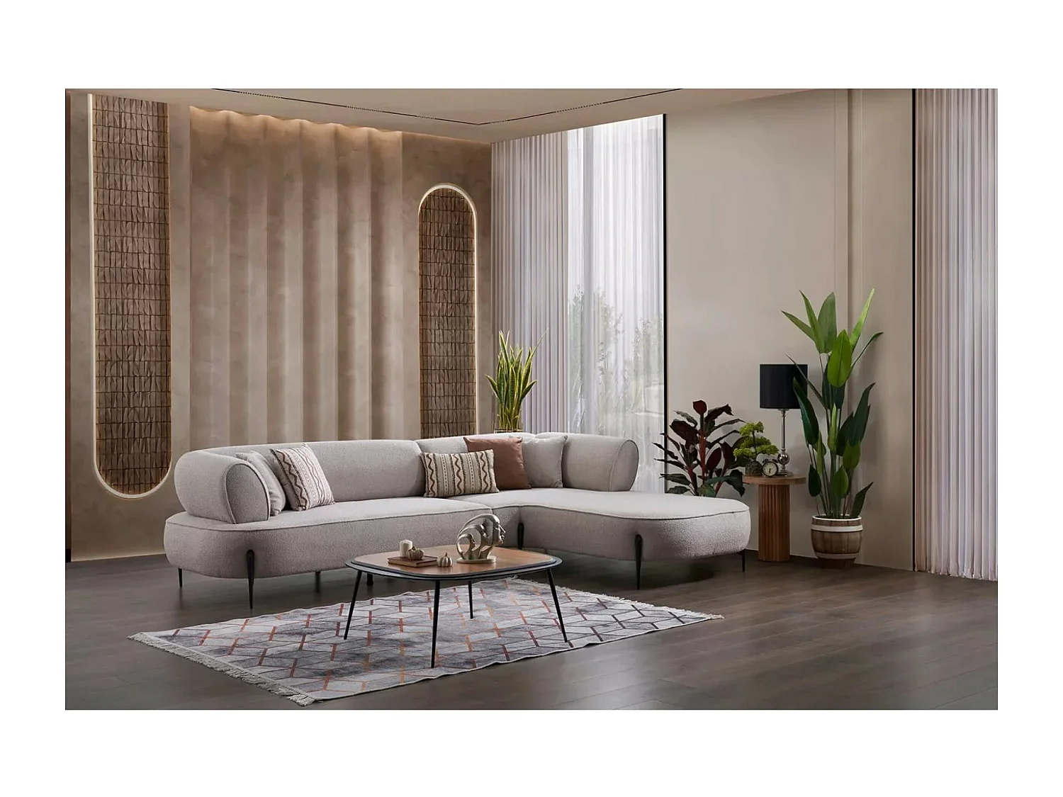 Divano d'angolo Pirlo R/rivestimento in tessut/Grigio