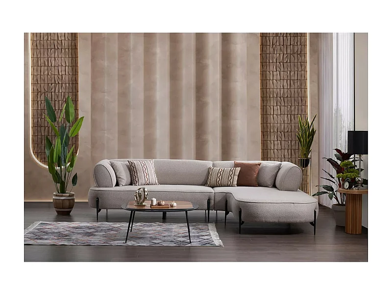 Canapé d'angle Pirlo R/revêtement tissu/Gris