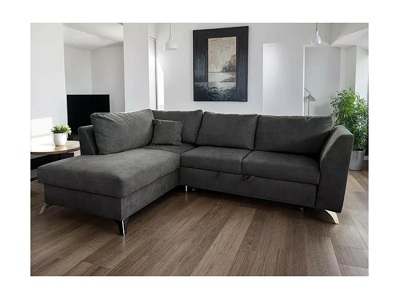 Canapé d'angle Lumos L/revêtement tissu/Gris