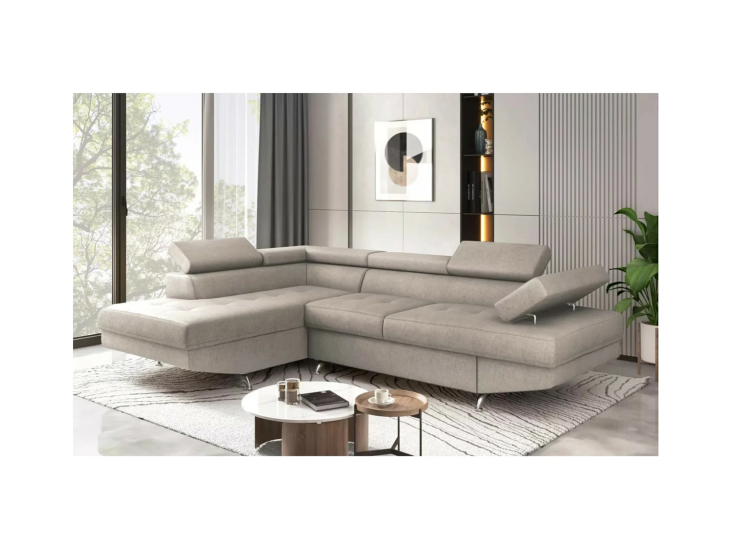 Canapé d'angle Rio L/revêtement tissu/Gris