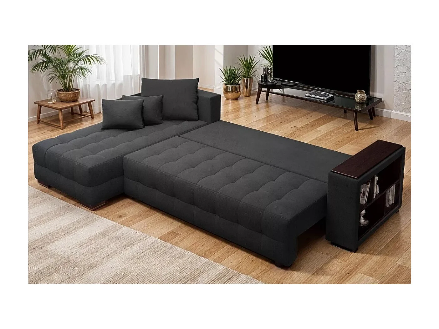 Ecksofa Leon L/Stoffbezug/Braun