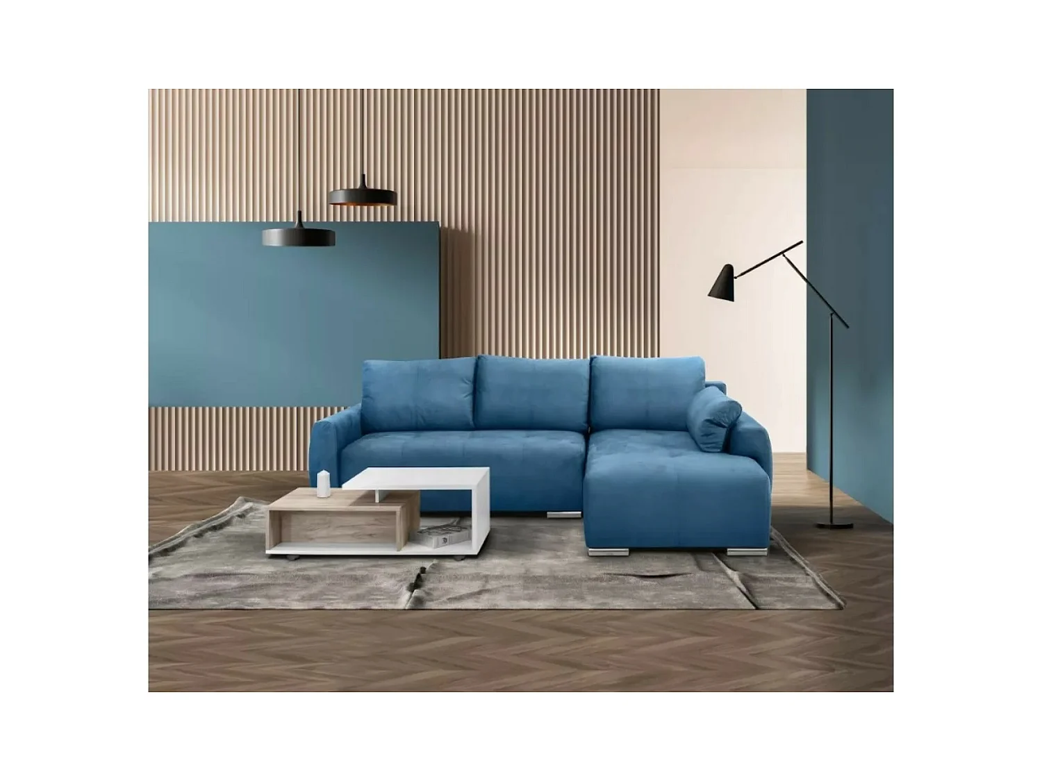 Canapé d'angle Havana R/revêtement tissu/Bleu