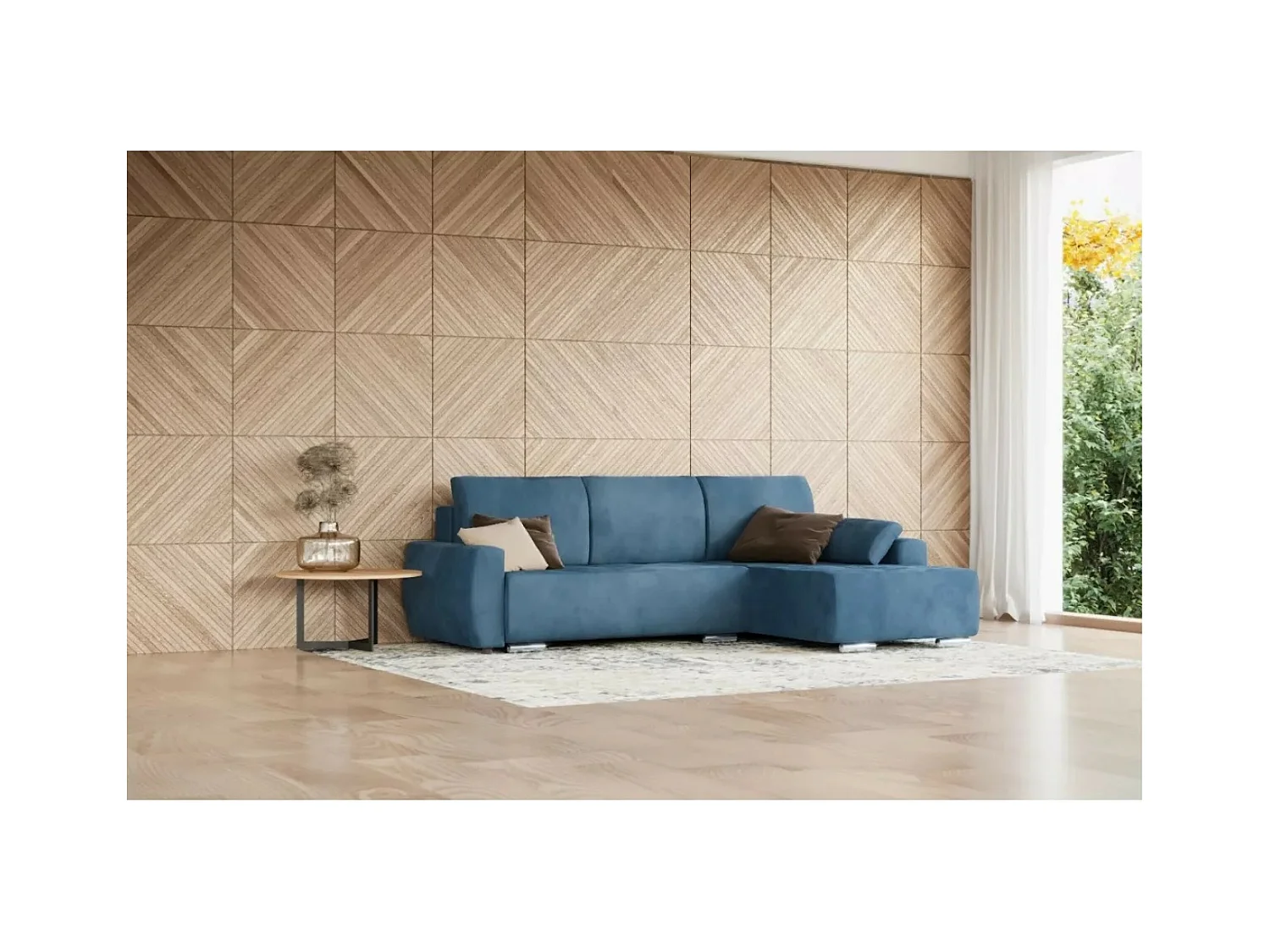 Canapé d'angle Havana R/revêtement tissu/Bleu