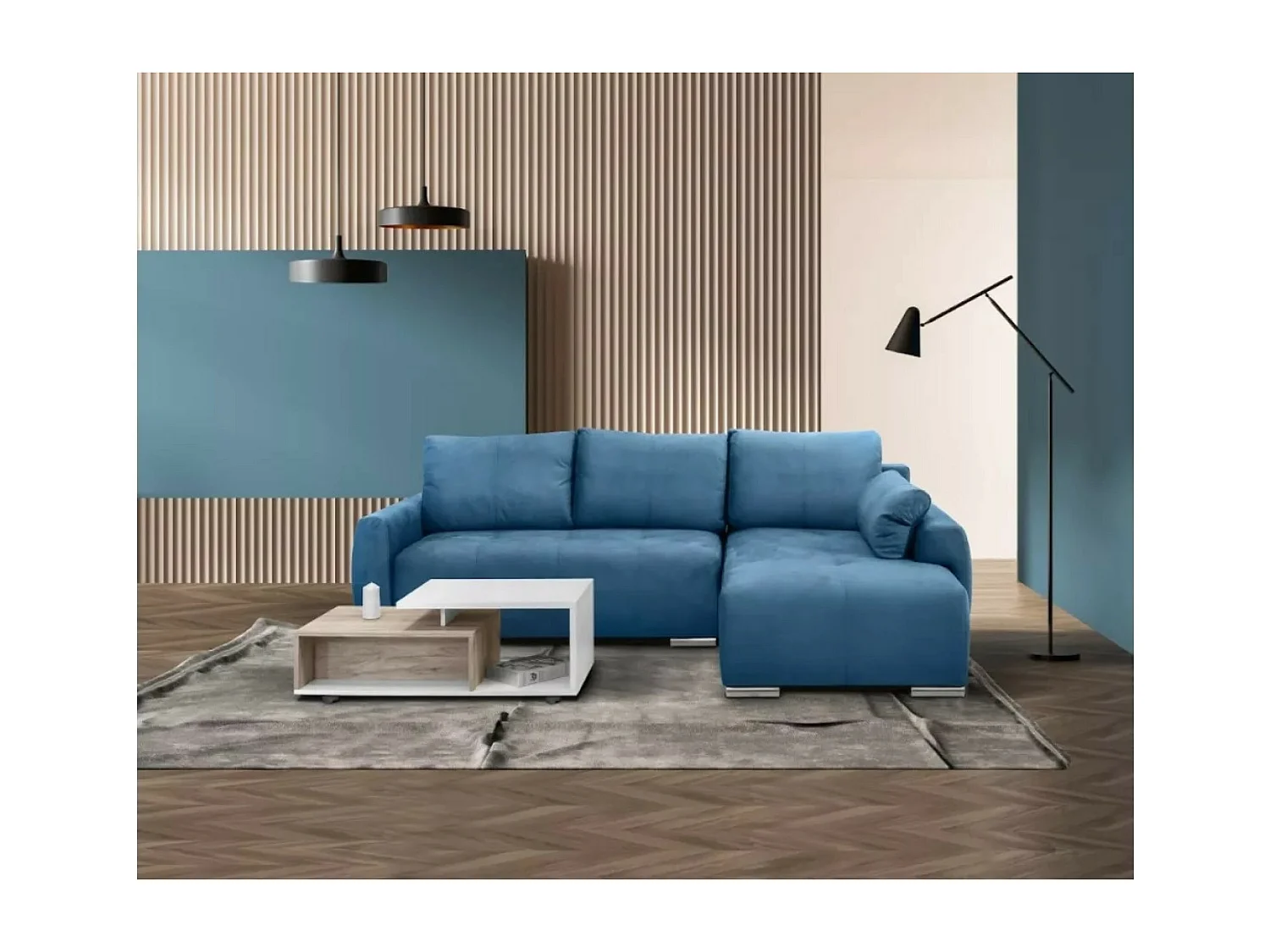 Divano d'angolo Havana R/rivestimento in tessut/Blu