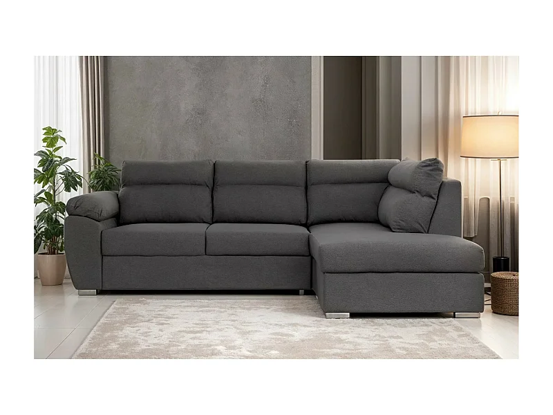 Divano d'angolo Kendal R/rivestimento in tessut/Grigio