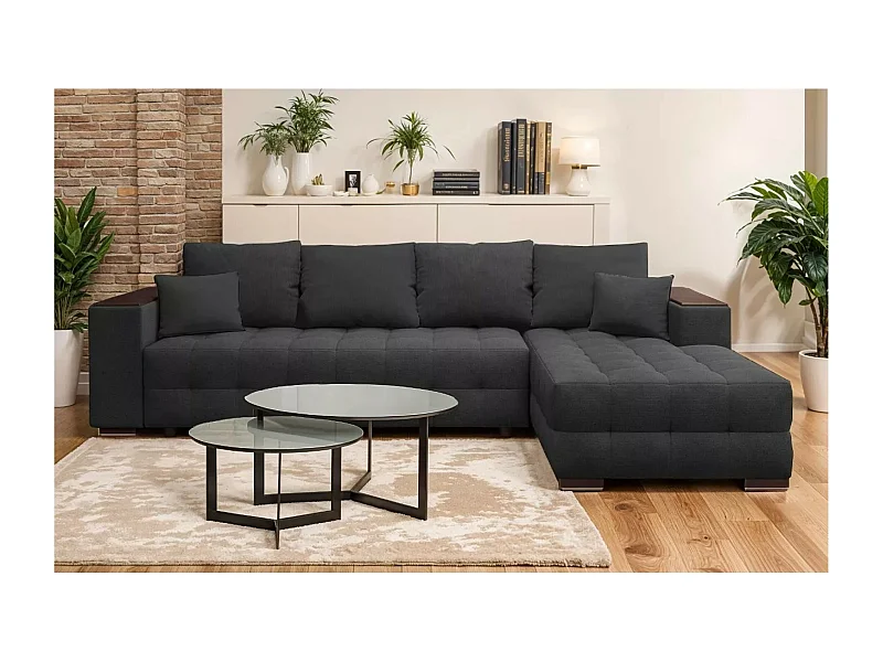 Canapé d'angle Leon R/revêtement tissu/Gris