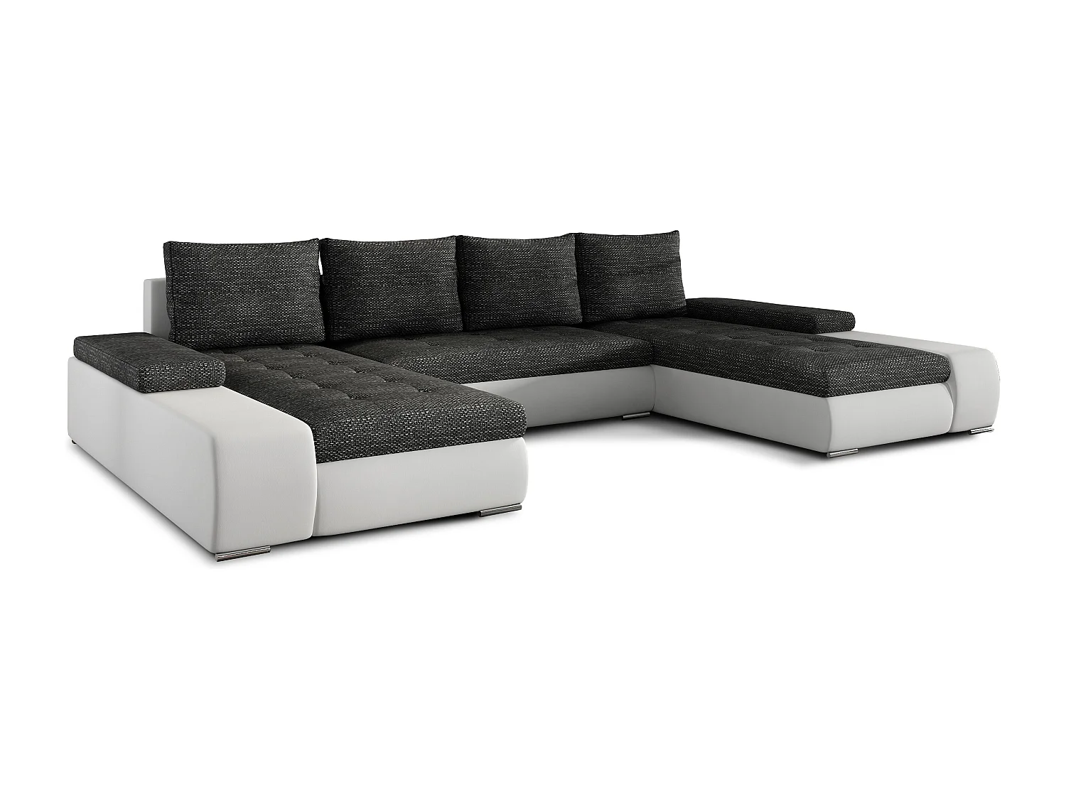 Divano d'angolo Vicenza /rivestimento in tessut/Antracite&Bianco