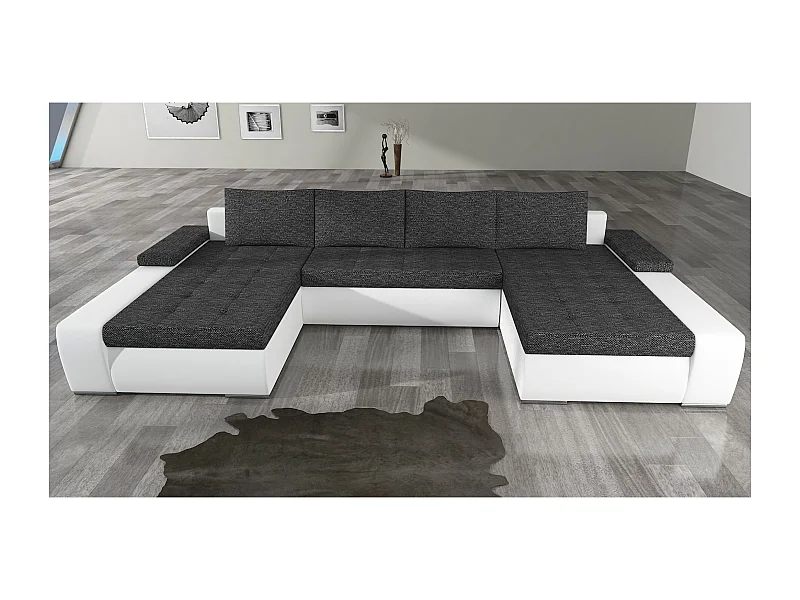 Canapé Corner Vicenza/revêtement tissu/Anthracite&Blanc