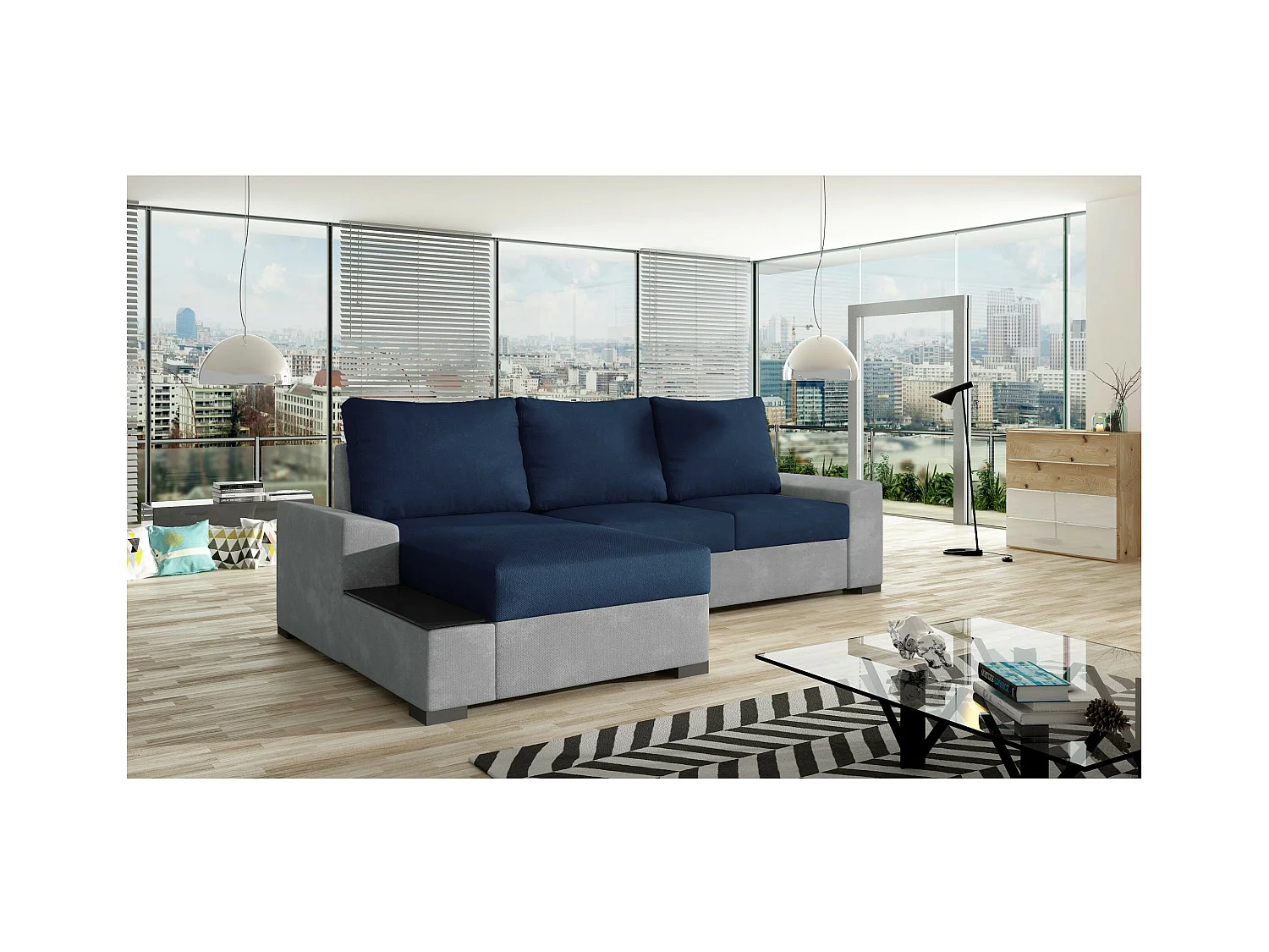 Divano d'angolo Arte L/rivestimento in tessut/