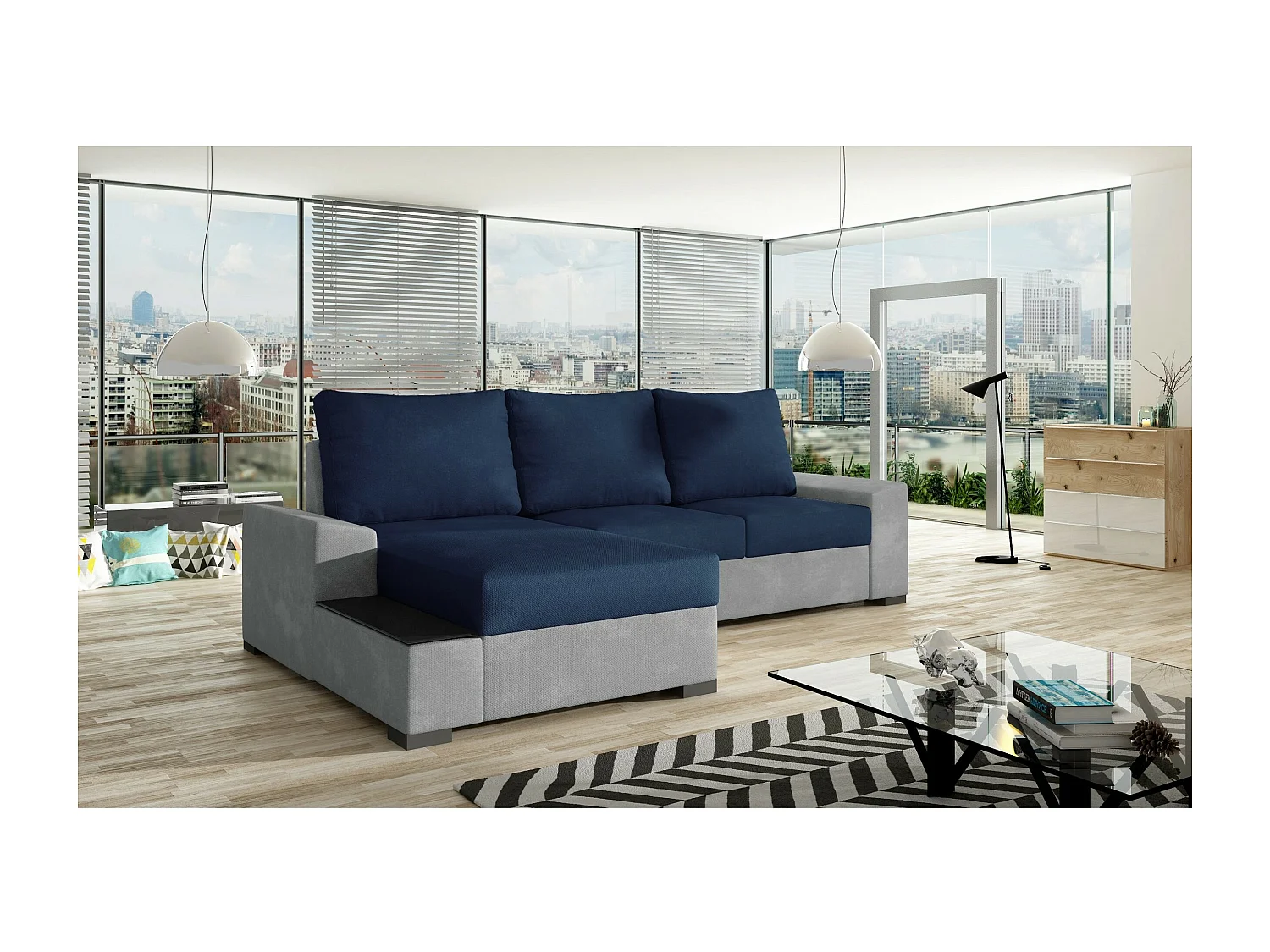 Divano d'angolo Arte L/rivestimento in tessut/