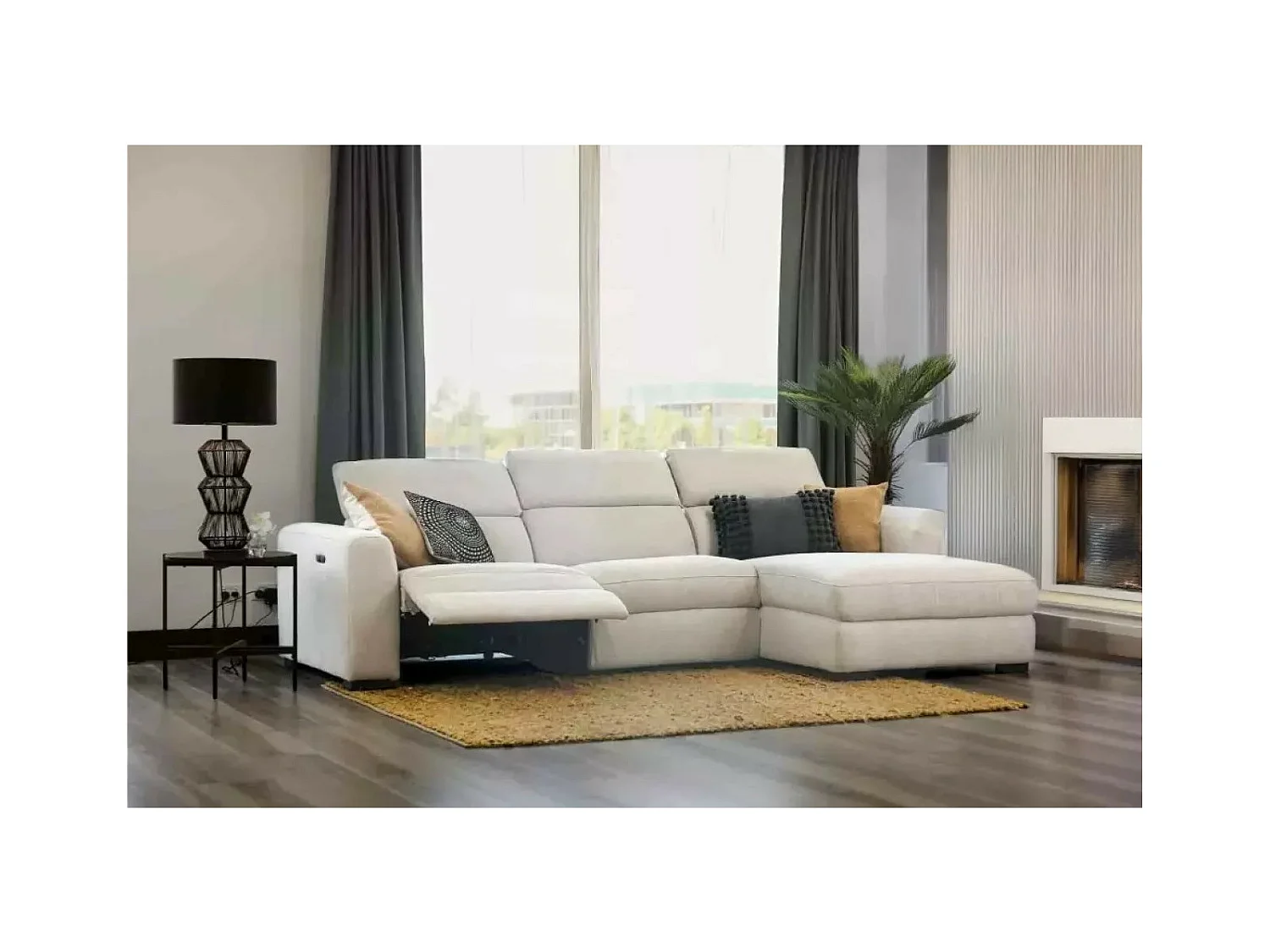 Divano d'angolo Marsala R/rivestimento in tessut/Beige